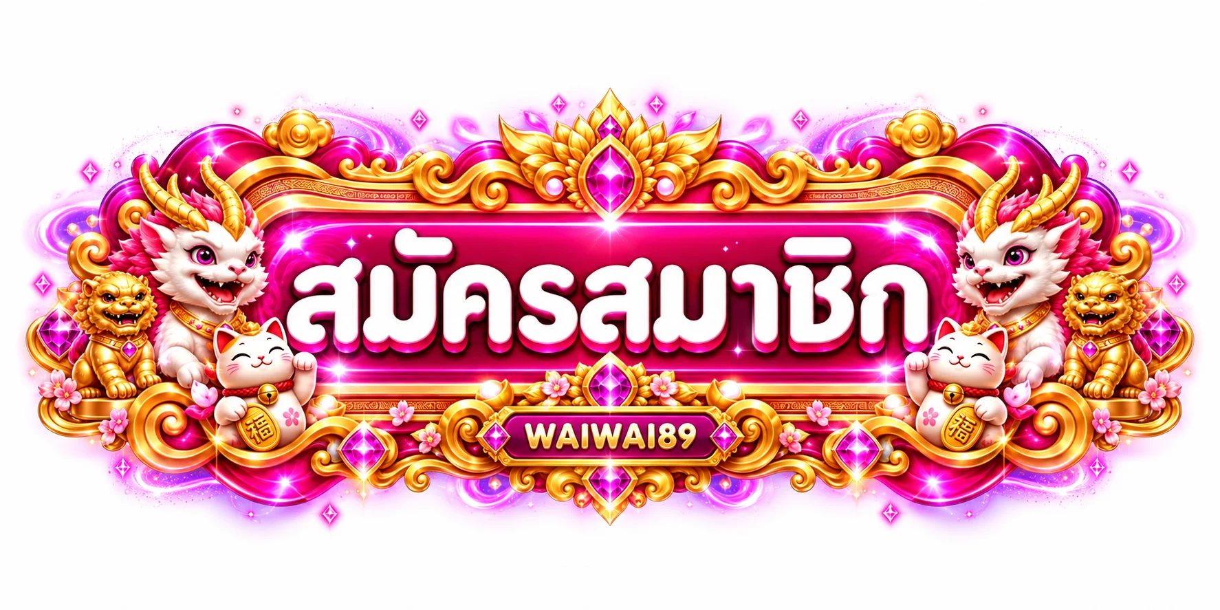 ปุ่มสมัครสมาชิก WAIWAI89 พร้อมแมวกวักนำโชค